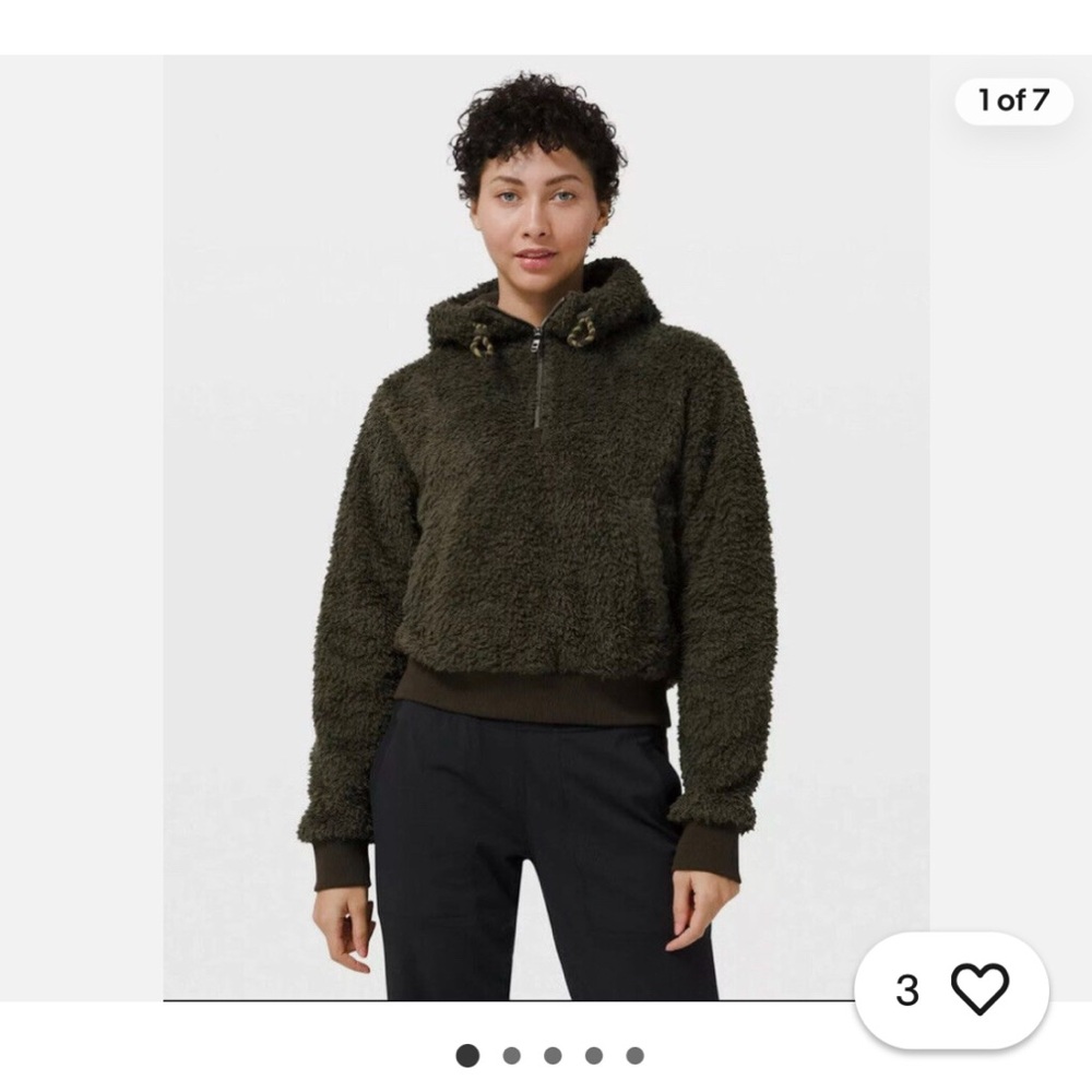 lululemon oh so sherpa EUC size 6 jacket, half zip, dark olive